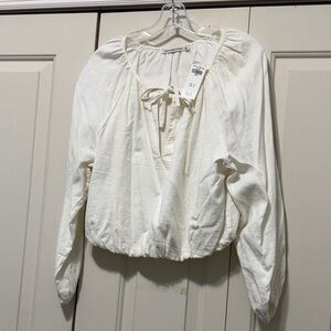 Abercrombie & Fitch Cream Blouse with Tie Detail